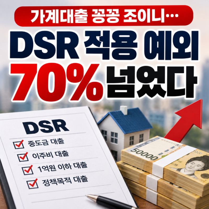 DSR 적용 예외 70.5% 무슨 뜻? 중도금·이주비·1억원 이하 대출 쉽게 알아보니
