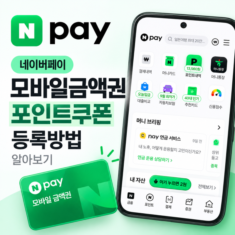 네이버페이 포인트쿠폰 모바일금액권 등록방법 알아보기