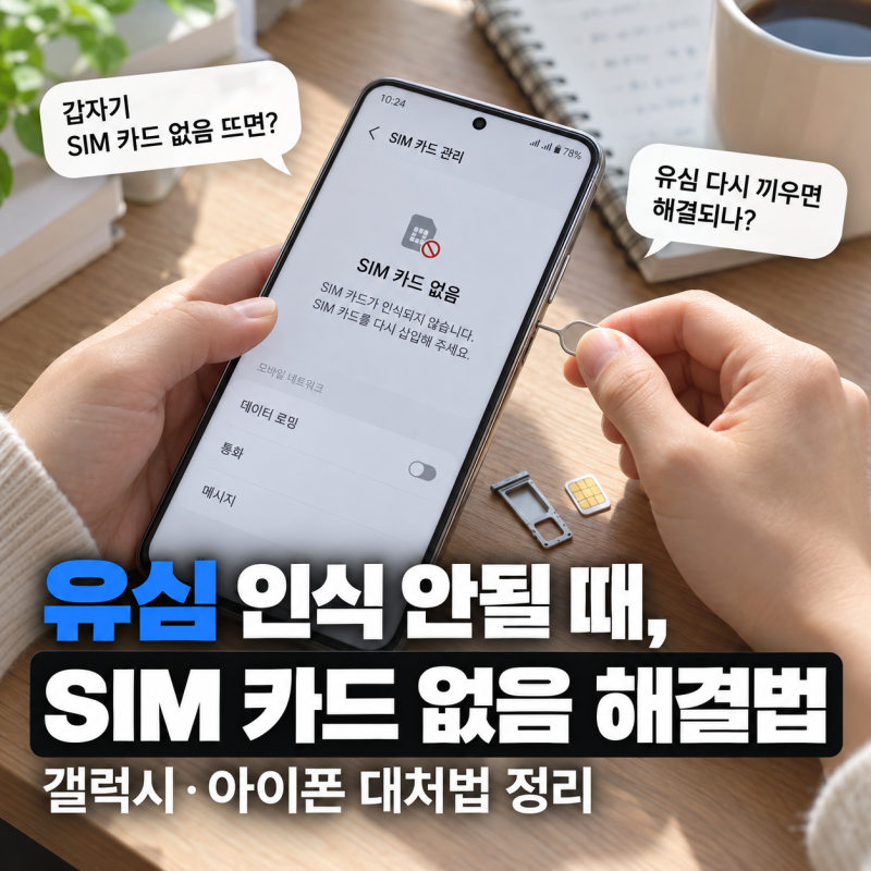 유심 인식 안될 때 해결방법, 갤럭시·아이폰 SIM 카드 없음 대처법