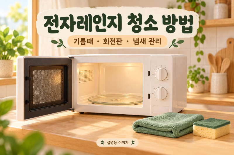 전자레인지 청소 방법｜내부 기름때·회전판·냄새 관리 순서
