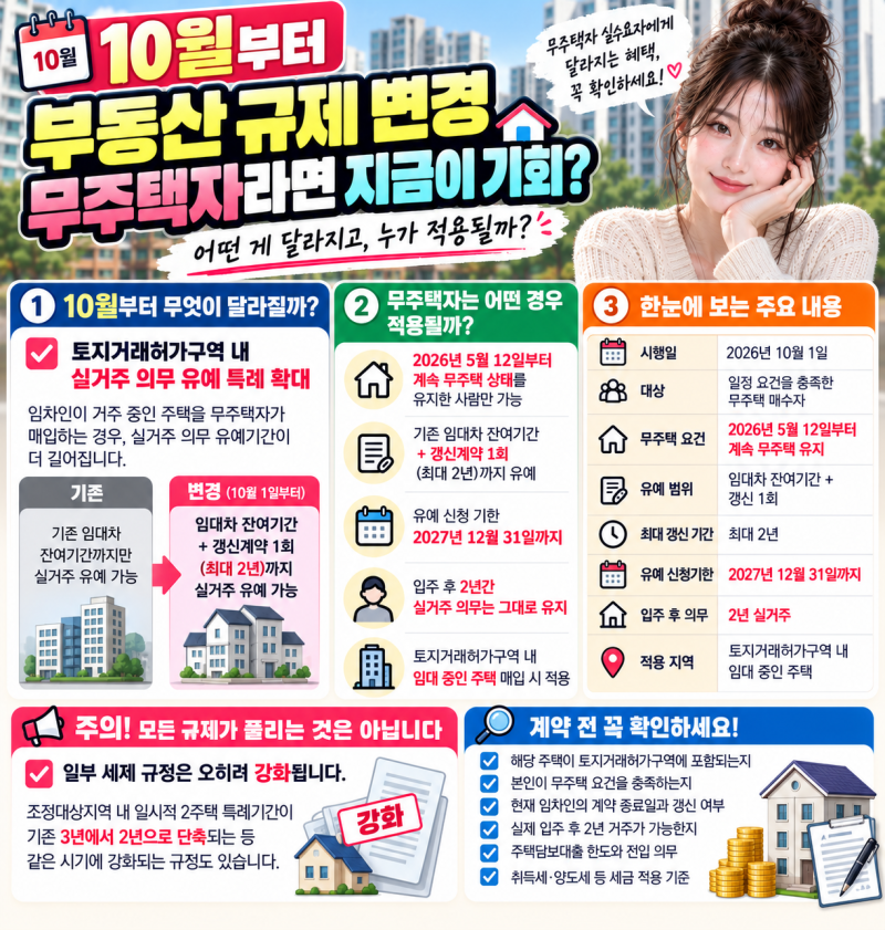 10월 부동산 규제 변경, 무주택자라면 이 조건 꼭 확인