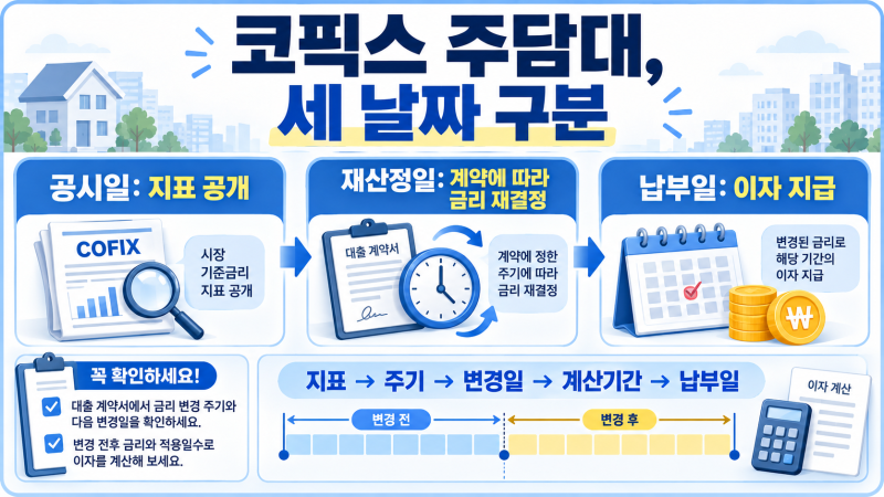 코픽스 연동 주담대, 공시일과 내 금리 변경일은 어떻게 다를까?