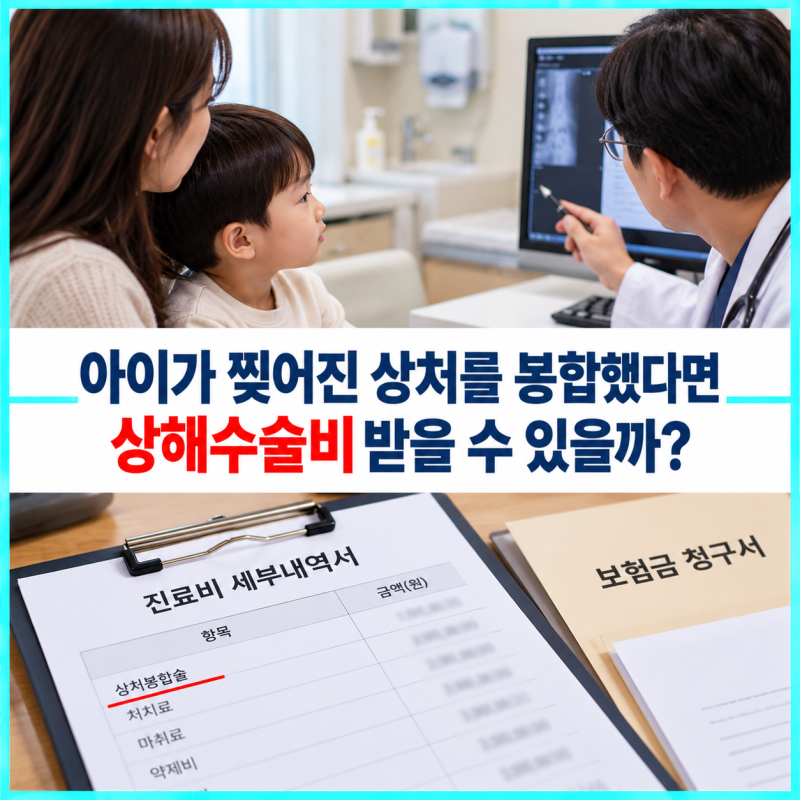 아이가 찢어진 상처를 봉합했다면 상해수술비를 받을 수 있을까?