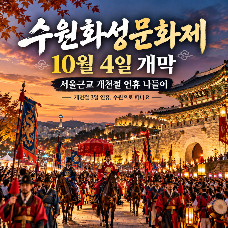 수원화성문화제 10월 4일 개막｜서울근교 개천절 연휴 나들이