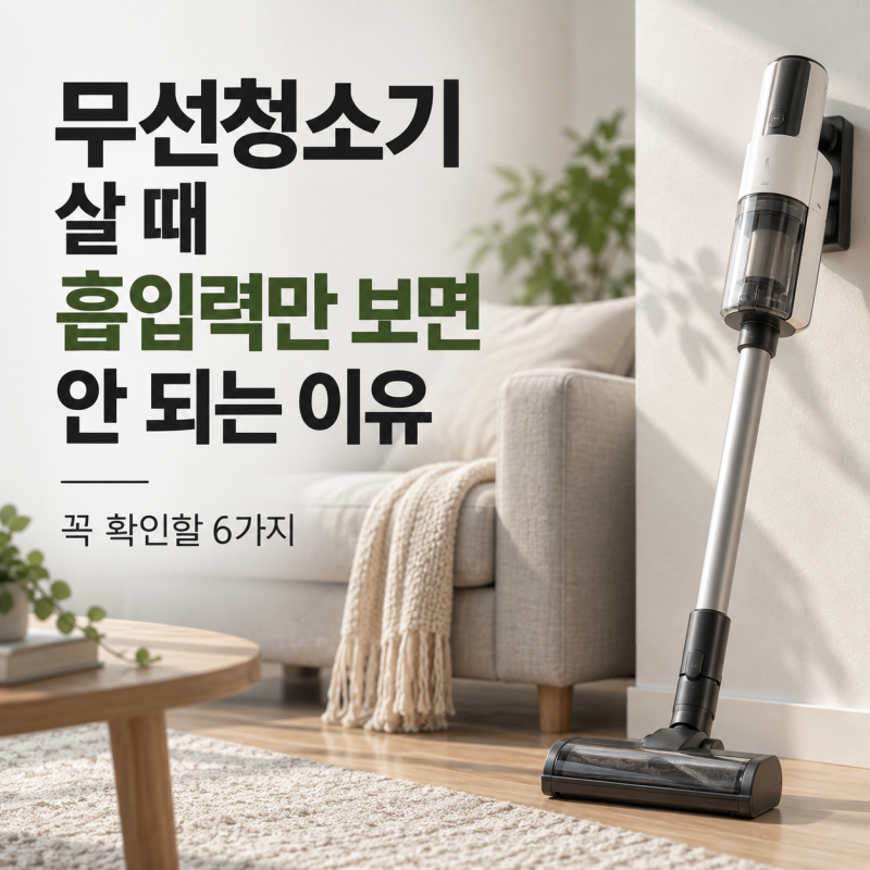 무선청소기 살 때 흡입력만 보면 안 되는 이유, 꼭 확인할 6가지