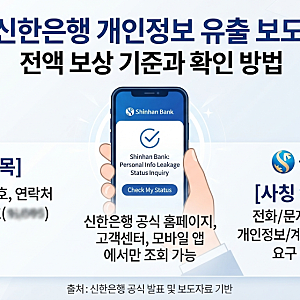 신한은행 개인정보 유출 보도 보상 고객센터 확인 방법