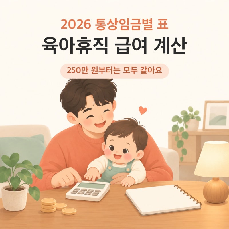육아휴직 급여 계산 2026, 통상임금 200만 300만 400만 원이면 실제 얼마 받을까? (6+6 비교)