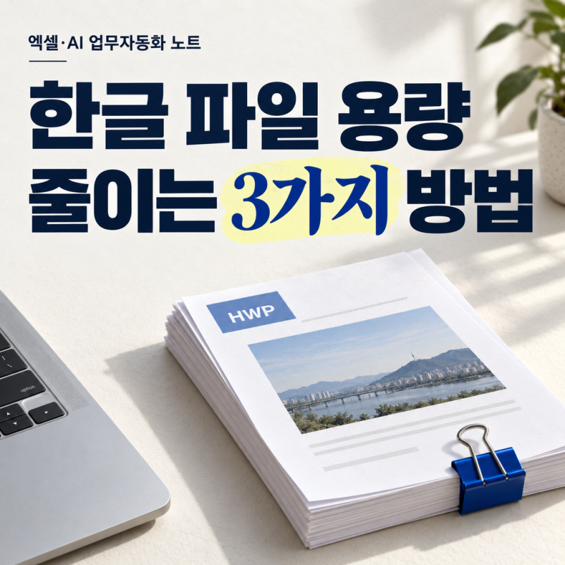 한글 파일 용량 줄이기, HWP 그림 최적화 3가지 방법