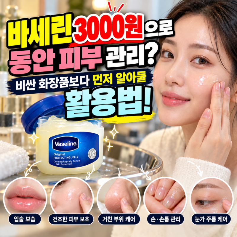 바세린 3000원으로 동안피부관리? 비싼 화장품보다 먼저 알아둘 활용법!