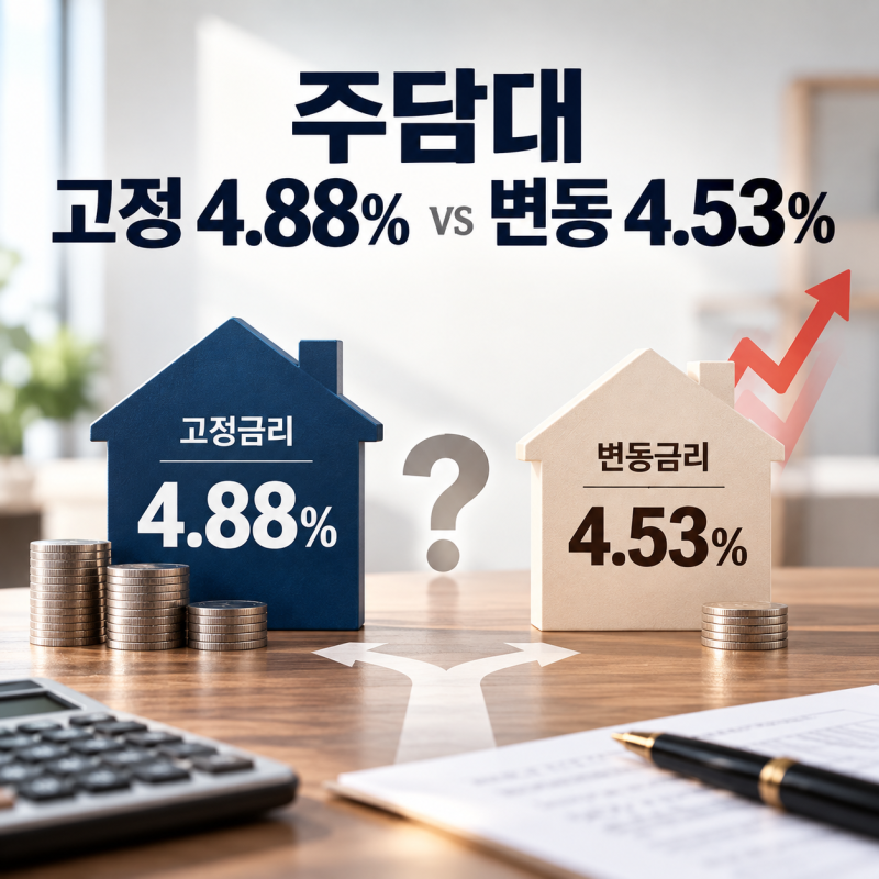 주담대 고정 4.88% vs 변동 4.53%｜3억원 빌리면 언제 고정금리가 유리할까?