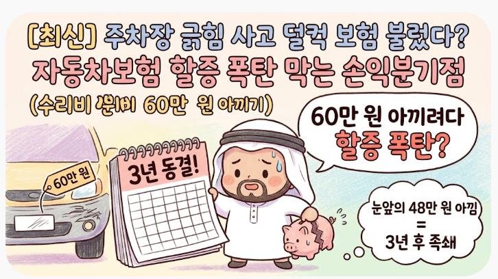 [최신] 주차장 긁힘 사고 덜컥 보험 불렀다? 자동차보험 할증 폭탄 막는 손익분기점 (수리비 6....