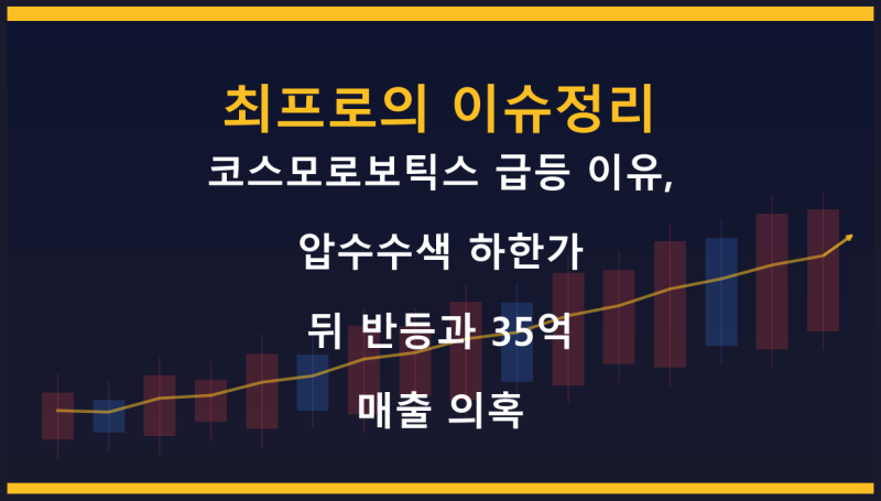 코스모로보틱스 급등 이유, 압수수색 하한가 뒤 반등과 35억 매출 의혹