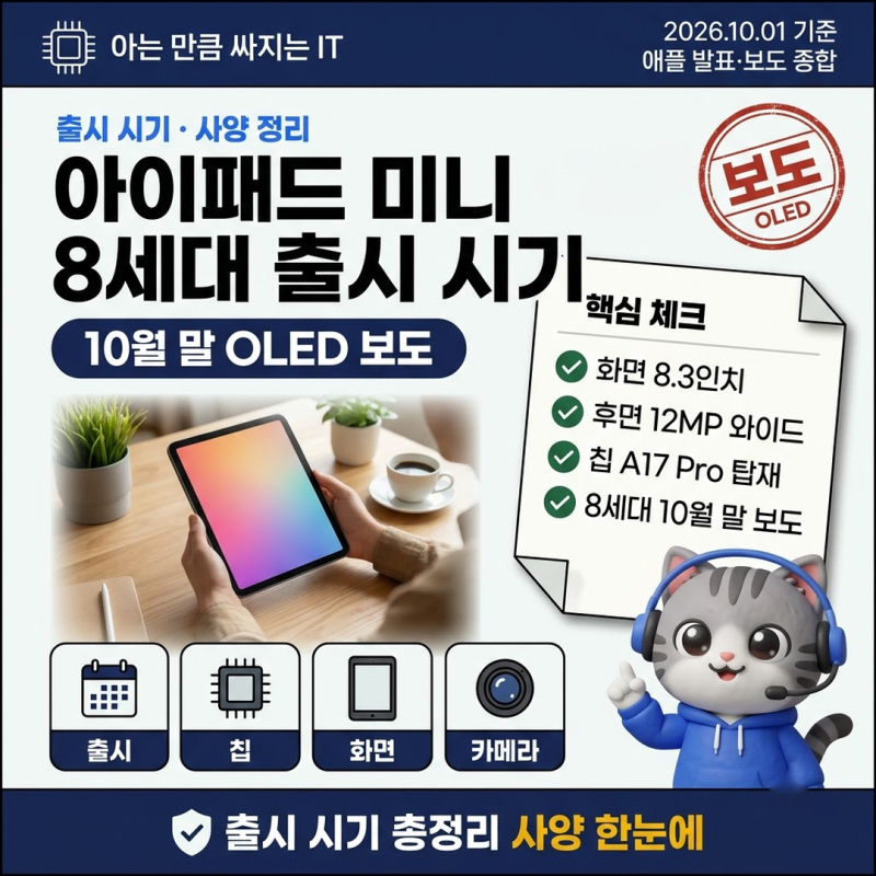 아이패드 미니 8세대 출시 시기, 10월 말 OLED 탑재 보도