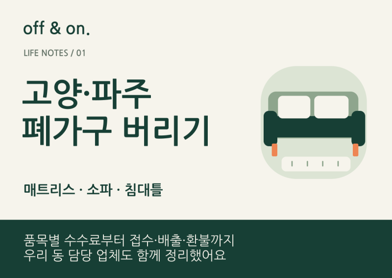 고양·파주 매트리스·소파 버리기｜대형폐기물 신청, 수수료, 배출·환불