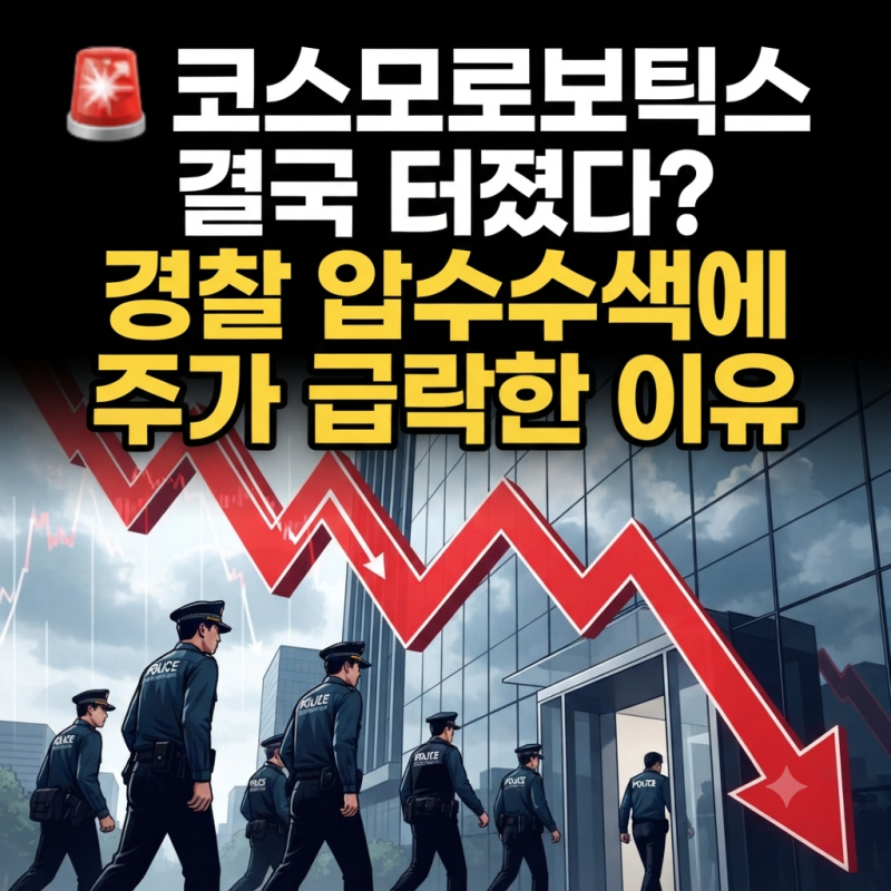 코스모로보틱스 결국 터졌다? 경찰 압수수색에 주가 급락한 이유