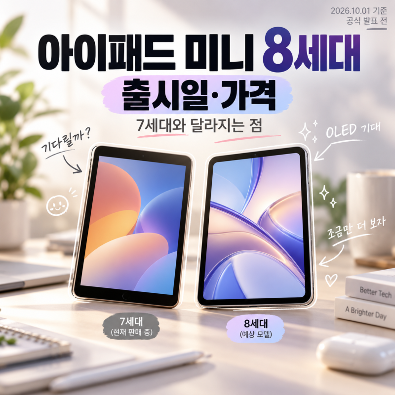 아이패드 미니 8세대 출시일 가격 7세대와 달라지는 점