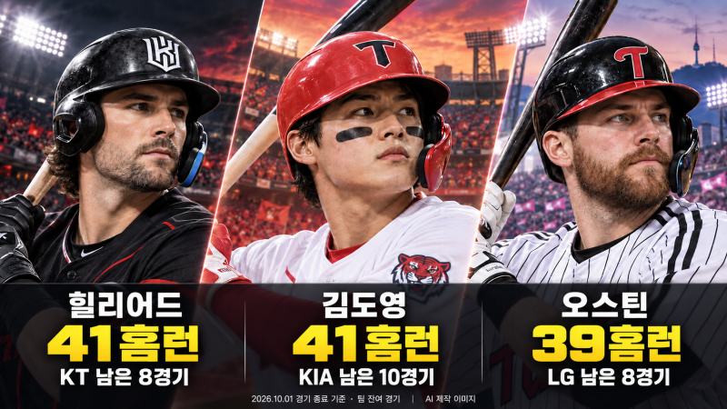 KT 힐리어드 41호, KIA 김도영 따라잡았다…LG 오스틴까지 가을야구 전초전, 홈런왕 넘어 포스....