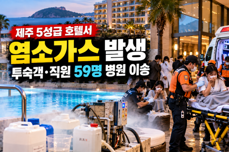제주 5성급 호텔서 염소가스 발생…투숙객·직원 59명 병원 이송