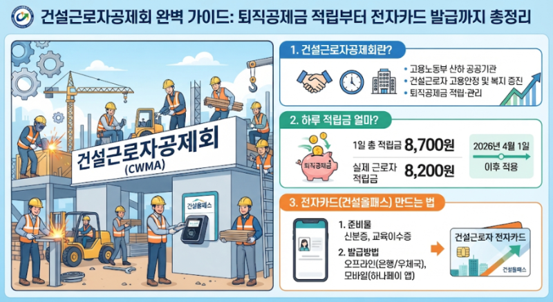 건설근로자공제회 완벽 가이드: 퇴직공제금 적립부터 전자카드 발급까지 총정리