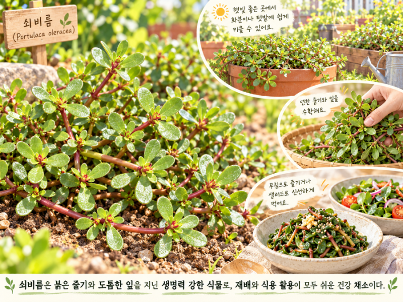 생명력 강한 오행초 쇠비름, 영양 효능부터 재배·먹는 법까지 완벽 가이드