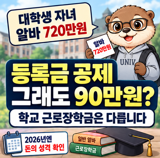 대학생 자녀가 알바로 720만원 벌었다면? 일반 알바는 등록금 공제되는데 학교 근로장학금은 ....