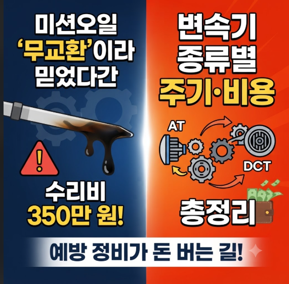 미션오일 교환주기, '무교환'이라 믿었다간 수리비 350만 원! 변속기 종류별 주기·비용·증상 ....