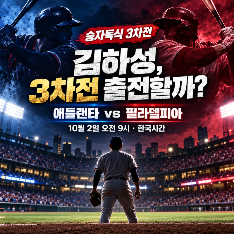 김하성 경기일정｜애틀랜타–필라델피아 3차전, 선발 출전할까? 승자독식 경기 관전 포인트