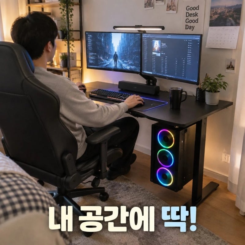 루나랩 컴퓨터책상 1인용 게이밍 서재 거실 블랙커브1200 규격과 체크포인트 정리