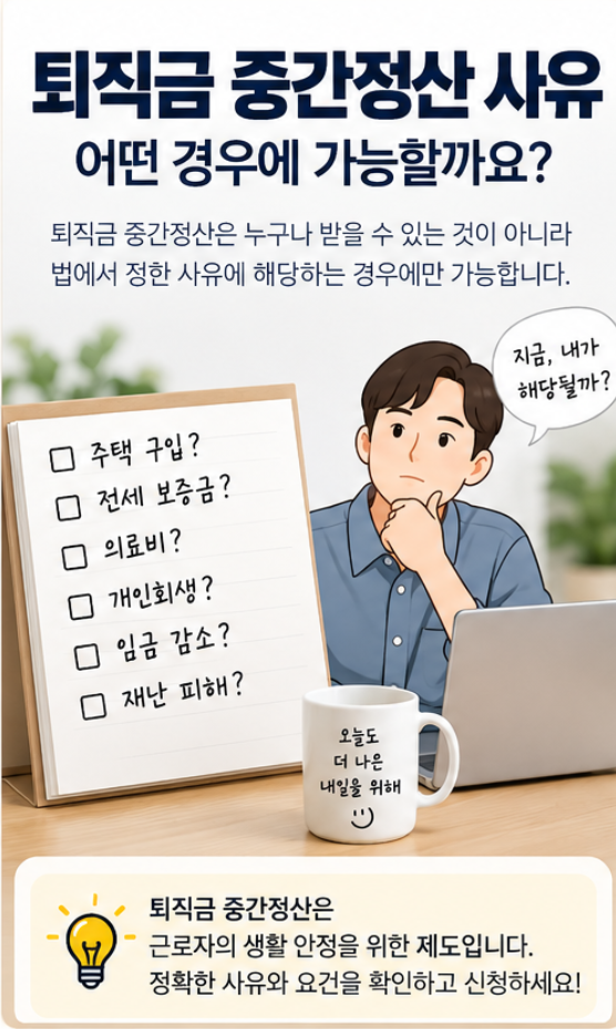 퇴직금 중간정산 사유, 어떤 경우에 가능할까? 조건부터 주의사항까지 정리