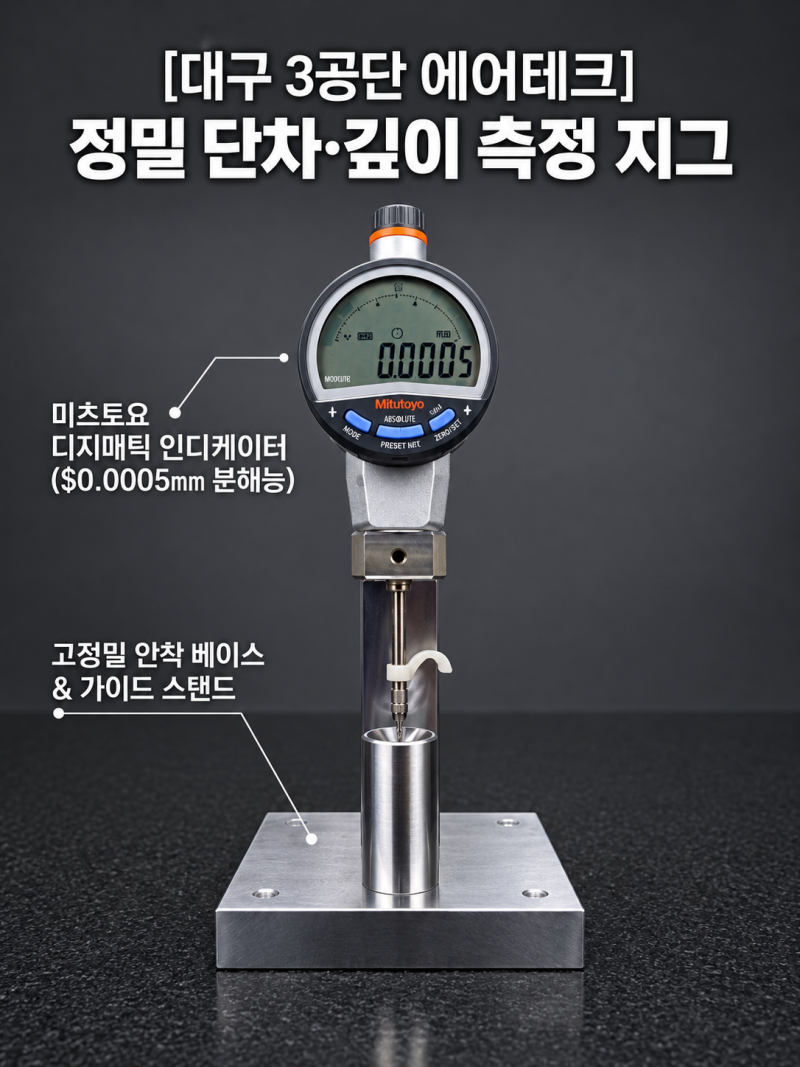 [대구 3공단 에어테크] 미츠토요 인디케이터 적용 맞춤형 단차·깊이 측정 지그 제작