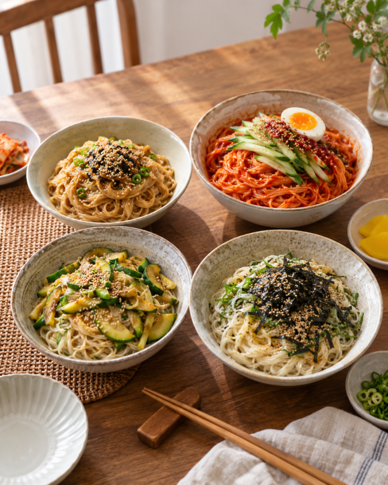 비빔국수 레시피 BEST 4｜성시경 쯔유 들기름·망향·애호박 간장국수