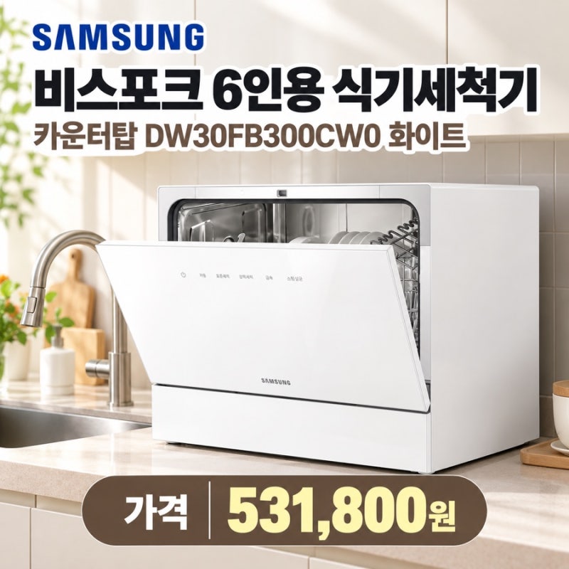 삼성 비스포크 6인용 식기세척기 DW30FB300CW0, 카운터탑 식기세척기로 추천하는 이유!