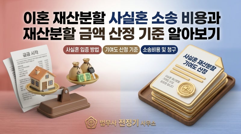 이혼 재산분할 사실혼 소송 비용과 재산분할 금액 산정 기준 알아보기