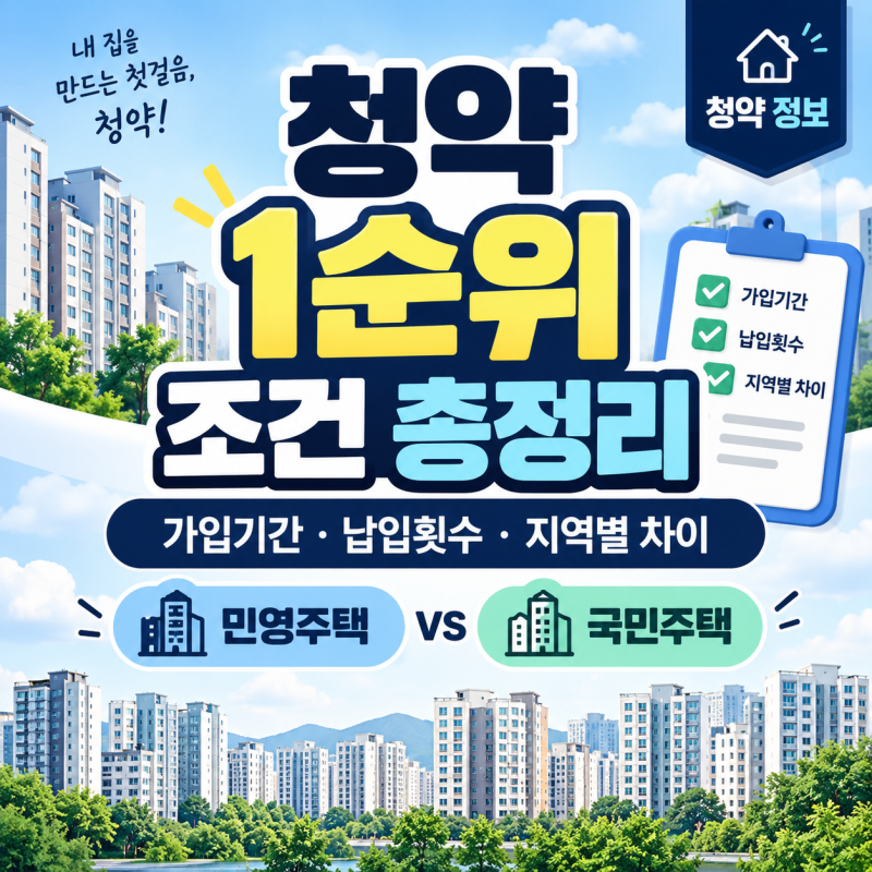 청약 1순위 조건 총정리｜가입기간·납입횟수·지역별 차이