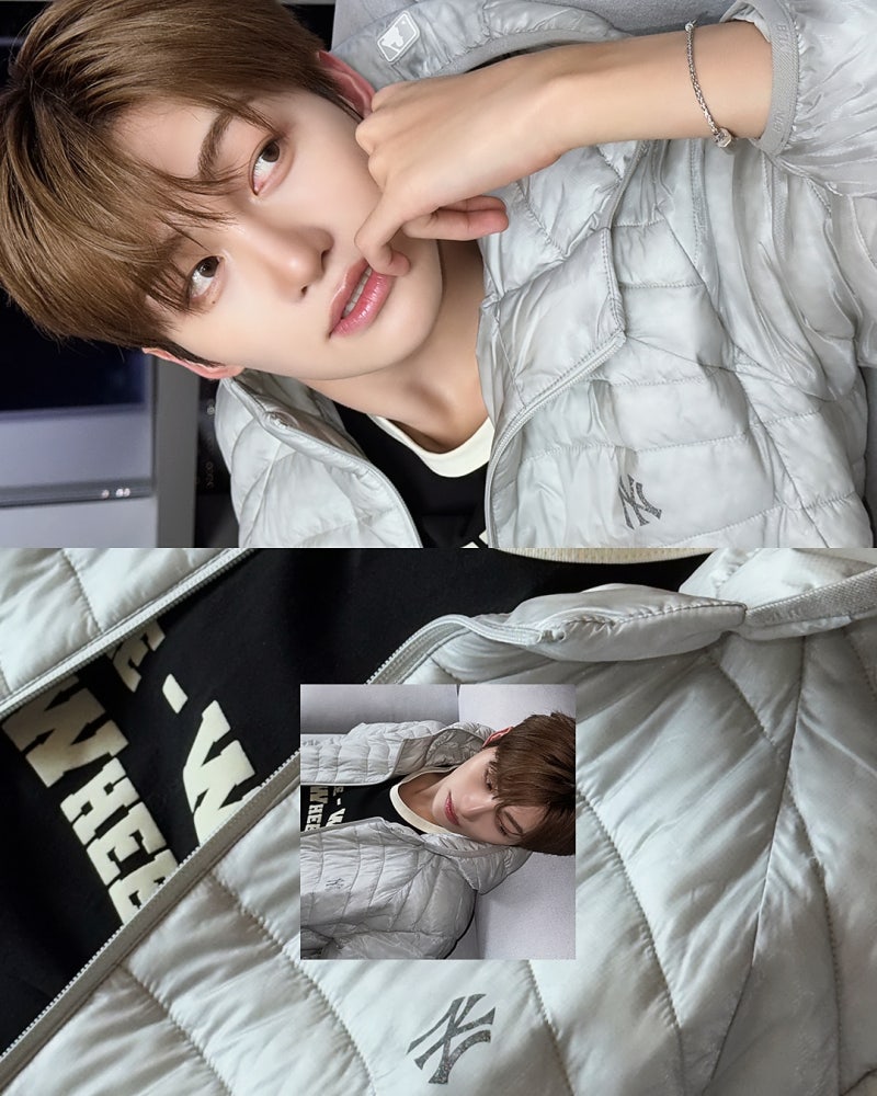 투어스 인스타그램 패션 시티보이룩! 신유 도훈 영재 지훈 한진 경민의 MLB 남자 경량패딩 조....