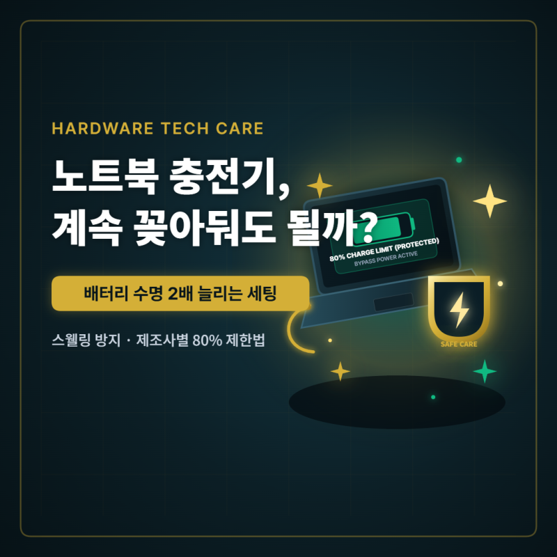 노트북 충전기 항상 꽂아두고 써도 될까? 배터리 수명 갉아먹는 시즈모드 관리법과 제조사별....