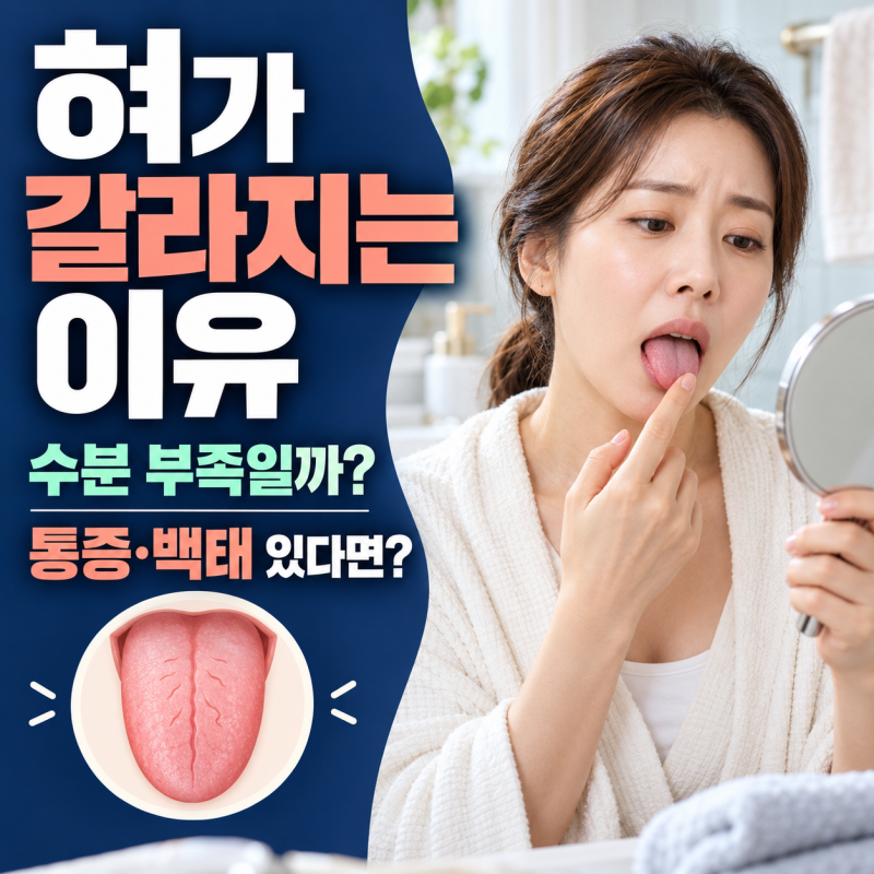 혀가 갈라지는 이유｜수분 부족일까? 통증·백태 함께 있으면 확인할 것
