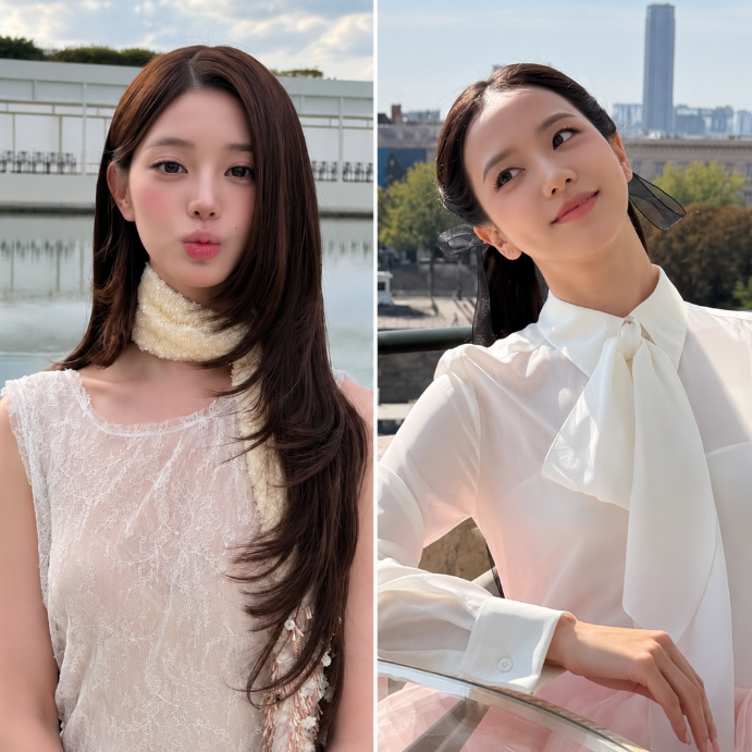 '디올 공주' 지수 앞 꾸벅… 장원영, 미우미우 벗고 디올 입은 파리 투샷