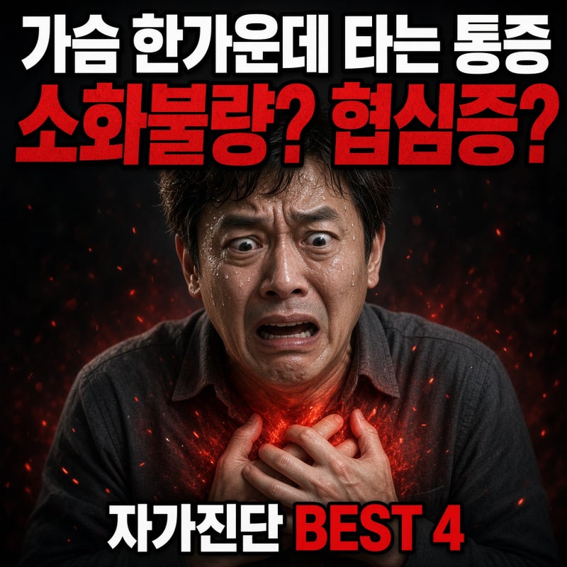가슴 한가운데가 타는 듯한 통증, 역류성 식도염 vs 협심증 자가진단법