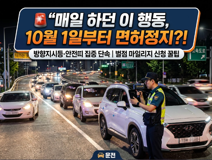 10월 1일 도로교통법 집중단속! 깜빡이 안 켜면 벌점 10점 면허정지? 착한운전마일리지 신청 ....