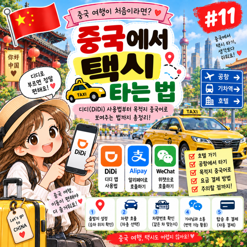 중국 여행이 처음이라면 #11 2026 중국에서 택시 타는 법디디(DiDi) 사용법부터 목적지 중국어로....