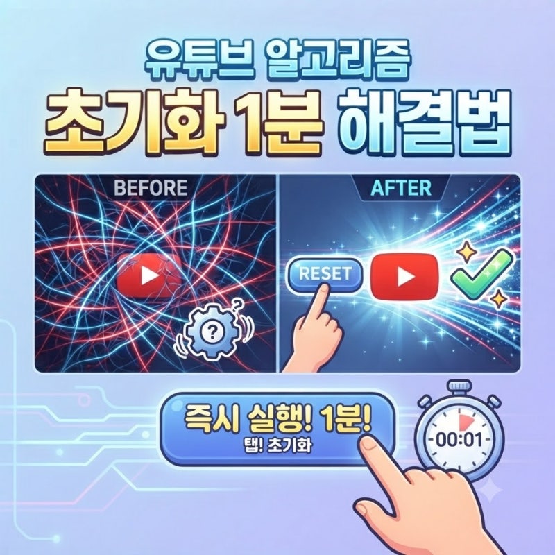 유튜브 알고리즘 초기화 1분 해결법