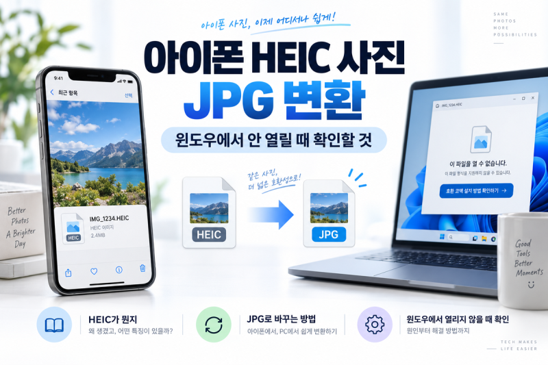 아이폰 HEIC 사진 JPG 변환, 윈도우에서 안 열릴 때 확인할 것
