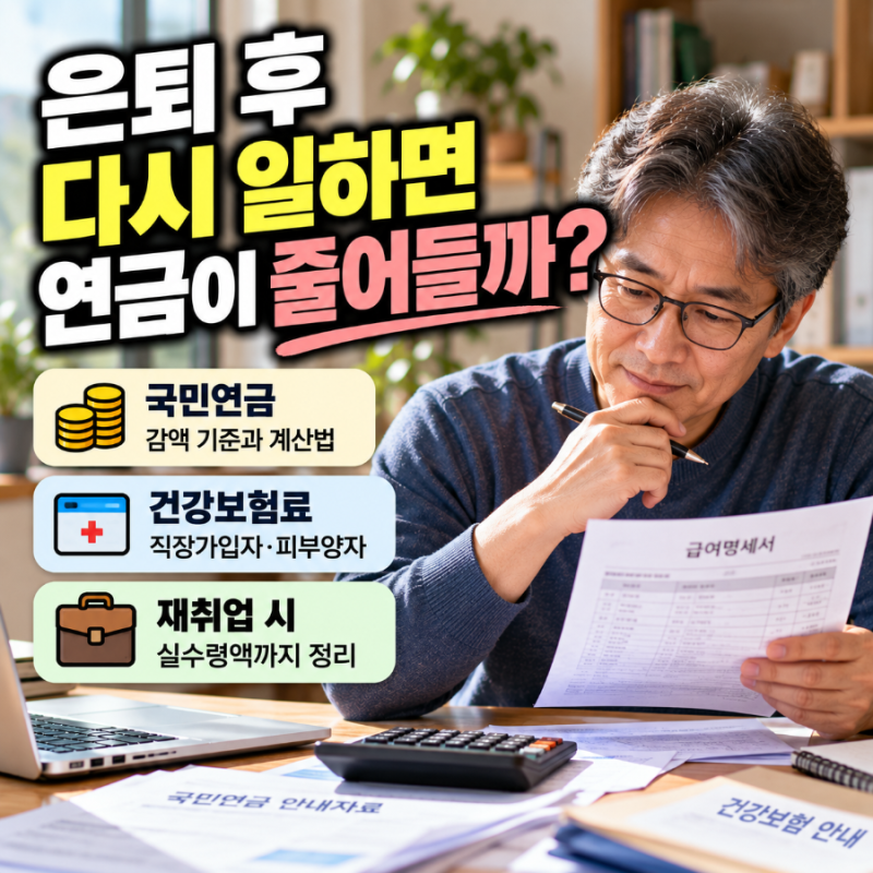 은퇴 후 다시 일하면 연금이 줄어들까? 국민연금·건강보험료 달라지는 기준 정리