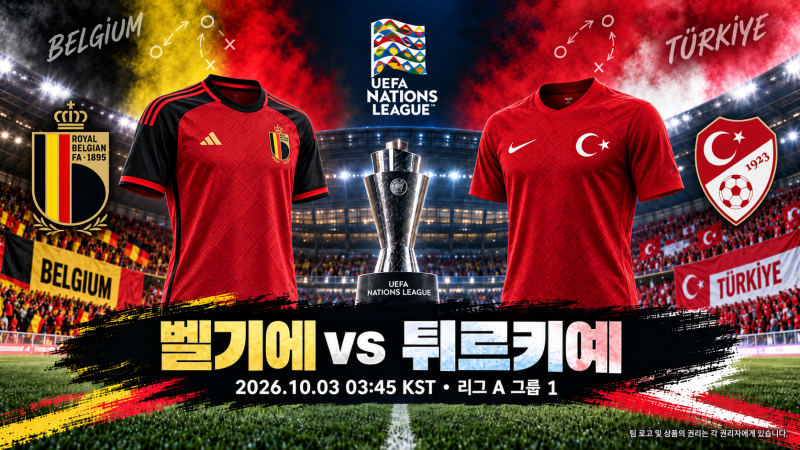 [UEFA 네이션스리그] [2026.10.03] 벨기에 vs 튀르키예 프리뷰｜더브라위너와 아르다 귈러의 창의....