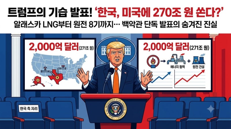 트럼프가 일방 발표한 ‘韓 270조 대미 투자’, 알래스카 LNG와 원전 8기 진짜 확정된 걸까?