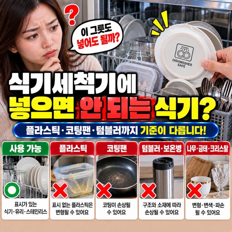 식기세척기에 넣으면 안 되는 식기, 플라스틱·코팅팬·텀블러까지 기준은 따로 있습니다