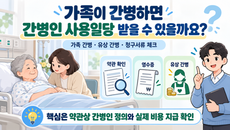 가족이 간병하면 간병인 사용일당 받을 수 있을까요?