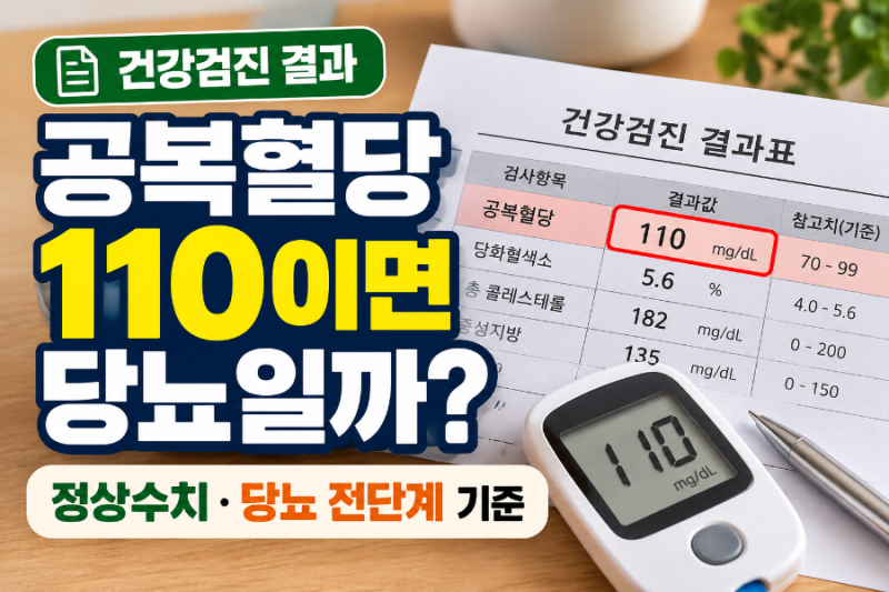 건강검진 공복혈당 110이면 당뇨일까? 정상수치·당뇨 전단계 기준