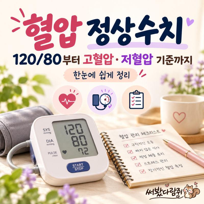혈압 정상수치는? 120/80부터 고혈압·저혈압 기준까지 알아봐요